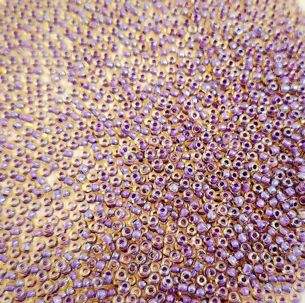 Miyuki Round Rocailles 11/0 | 348RR | Bicolor Amarillo con Interno Morado | c9