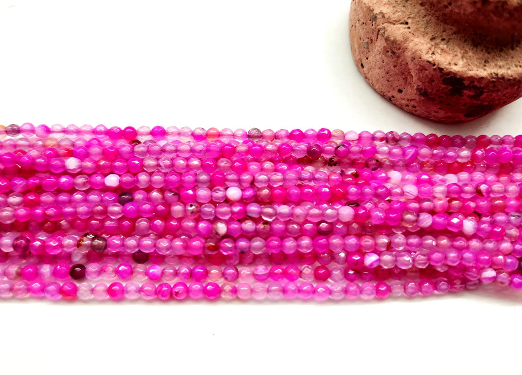 Agata Facetada | 3mm | Mix Fucsia