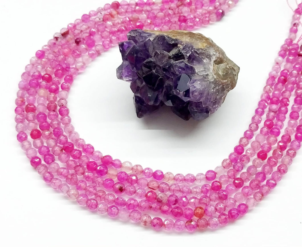 AGATA FACETADA | 4MM | FUCSIA MATIZADO TRASLUCIDO CON VENAS