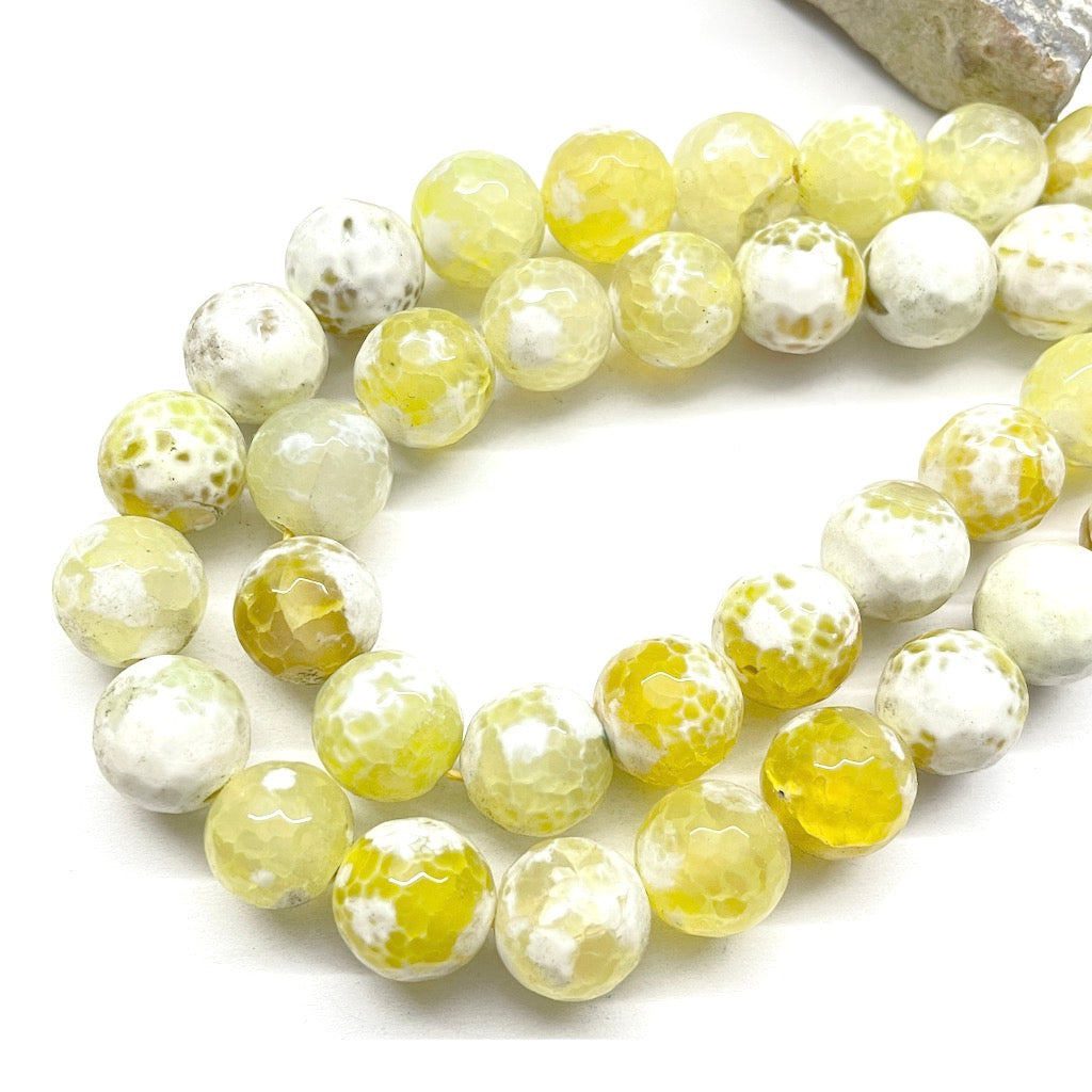 AGATA FACETADA | 14MM | AMARILLO BLANCO JASPEADO