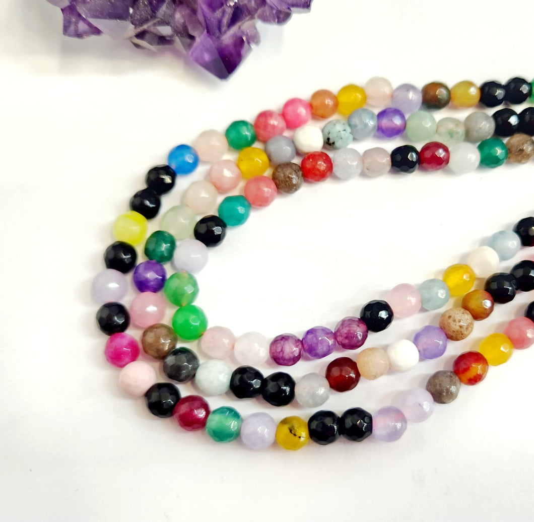 AGATA FACETADA | 6MM | MIX NEGRO AZUL LILA VERDE ROSA