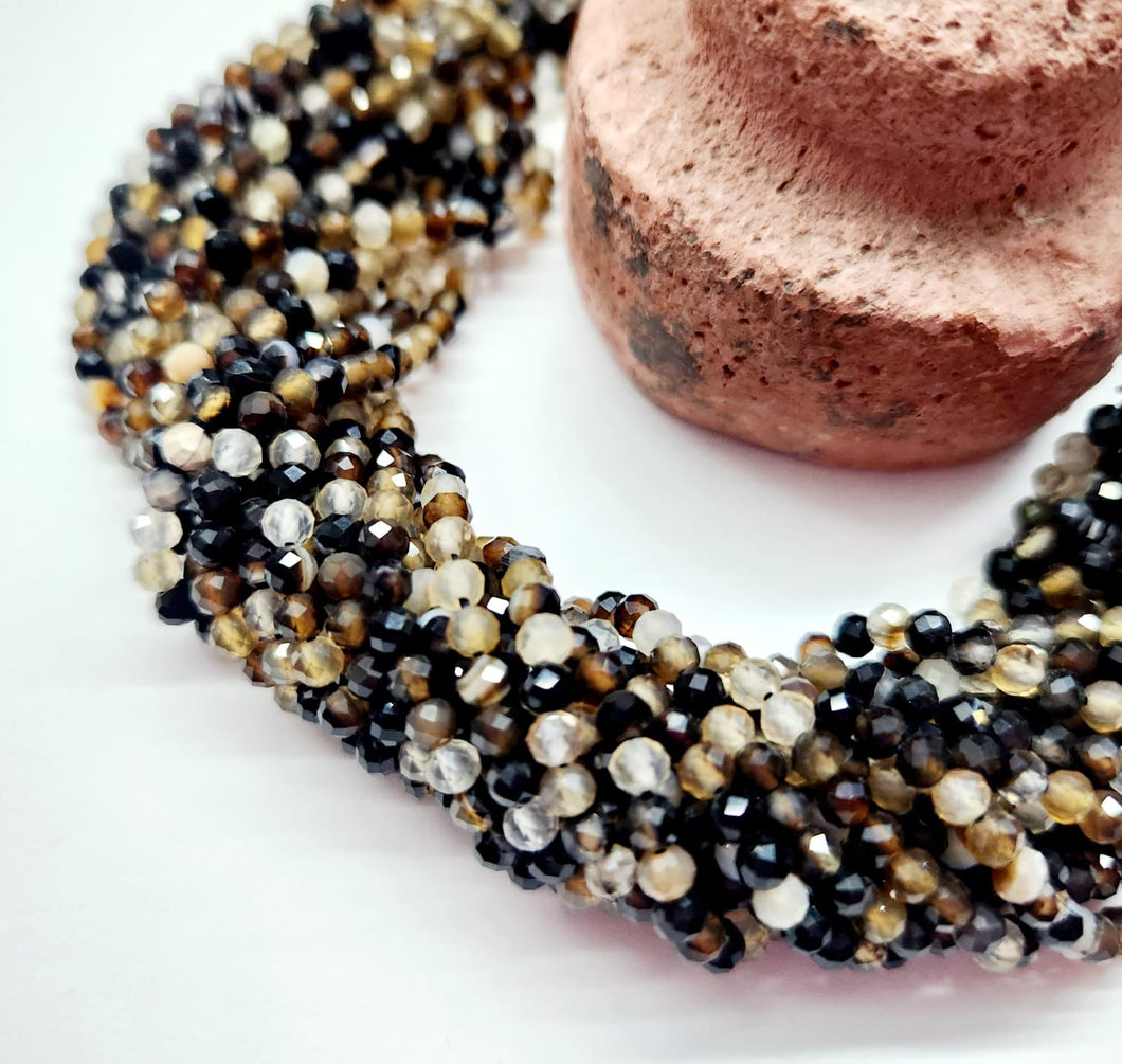PIEDRAS NATURALES | MINI FACETADA | AGATA NEGRA MATIZADA CON CAFE | 3.2MM | co.124