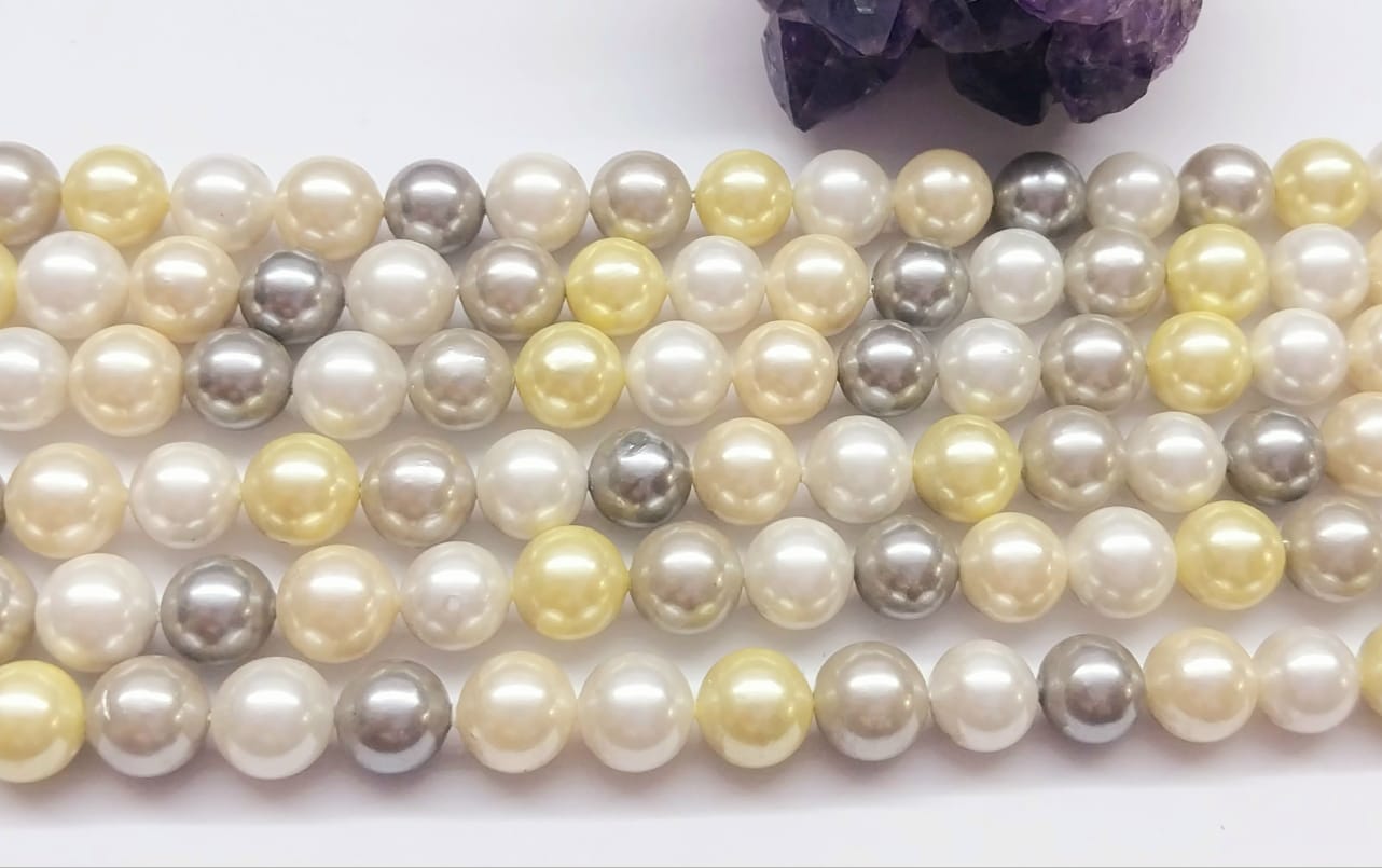 PERLA SHELL | 8MM | MIX BLANCO GRIS CREMA AMARILLO – CrystalStone
