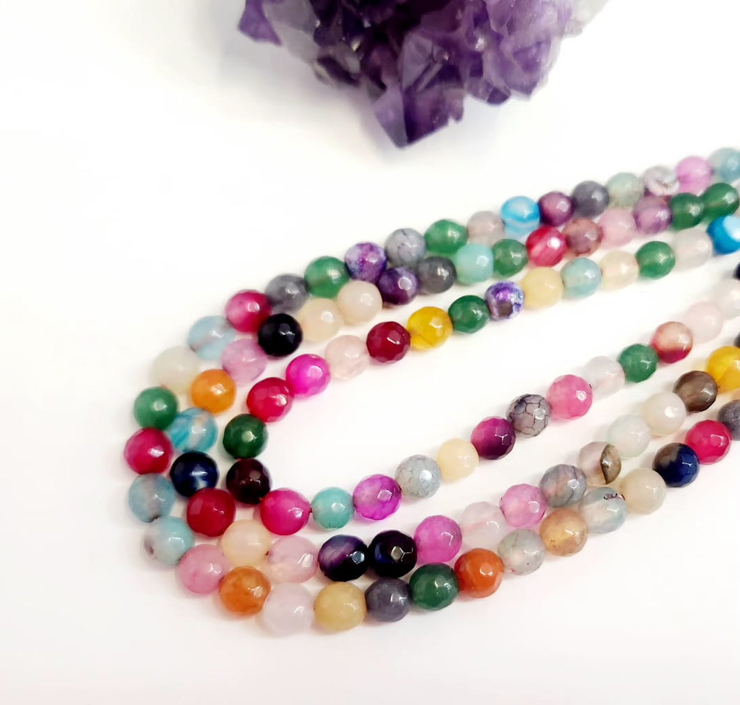 AGATA FACETADA | 6MM | MIX VERDE FUCSIA CALIPSO CLAROS TRASLUCIDOS