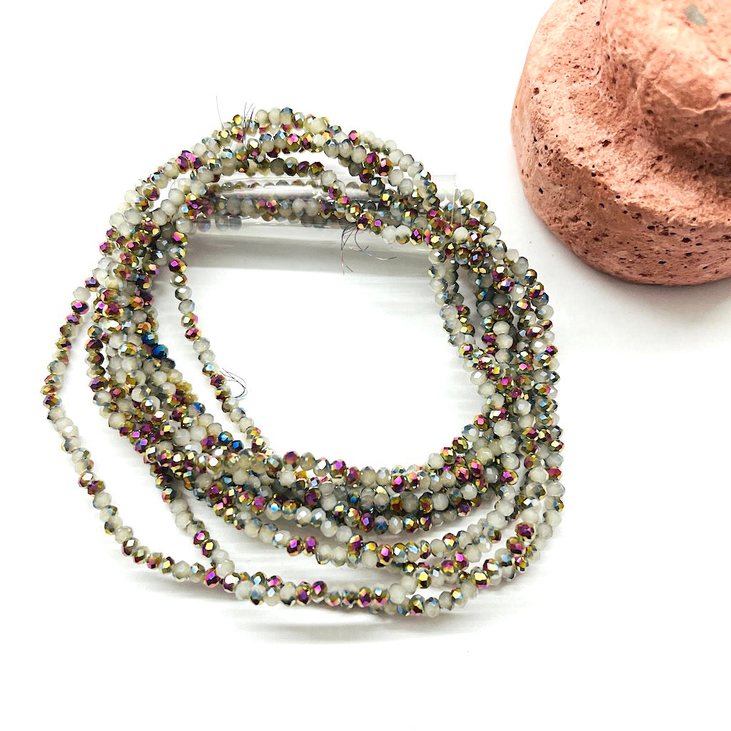 CRISTAL CHATO | 1MM | BICOLOR GRIS - GOLD ROSE | co.115