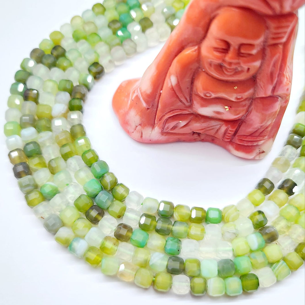 CUBOS DE PIEDRA FACETADO | 5.5X5.5MM | AGATA VERDE