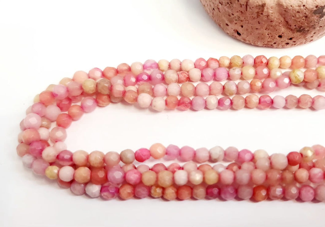 AGATA FACETADA | 4MM | ROSADO SANDIA BEIGE OPACO
