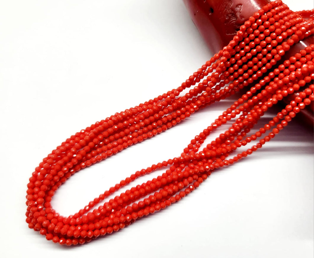 MOSTACILLA DE CRISTAL Y PIEDRA | FACETADO | 2.2MM | ROJO CLARO | co.18