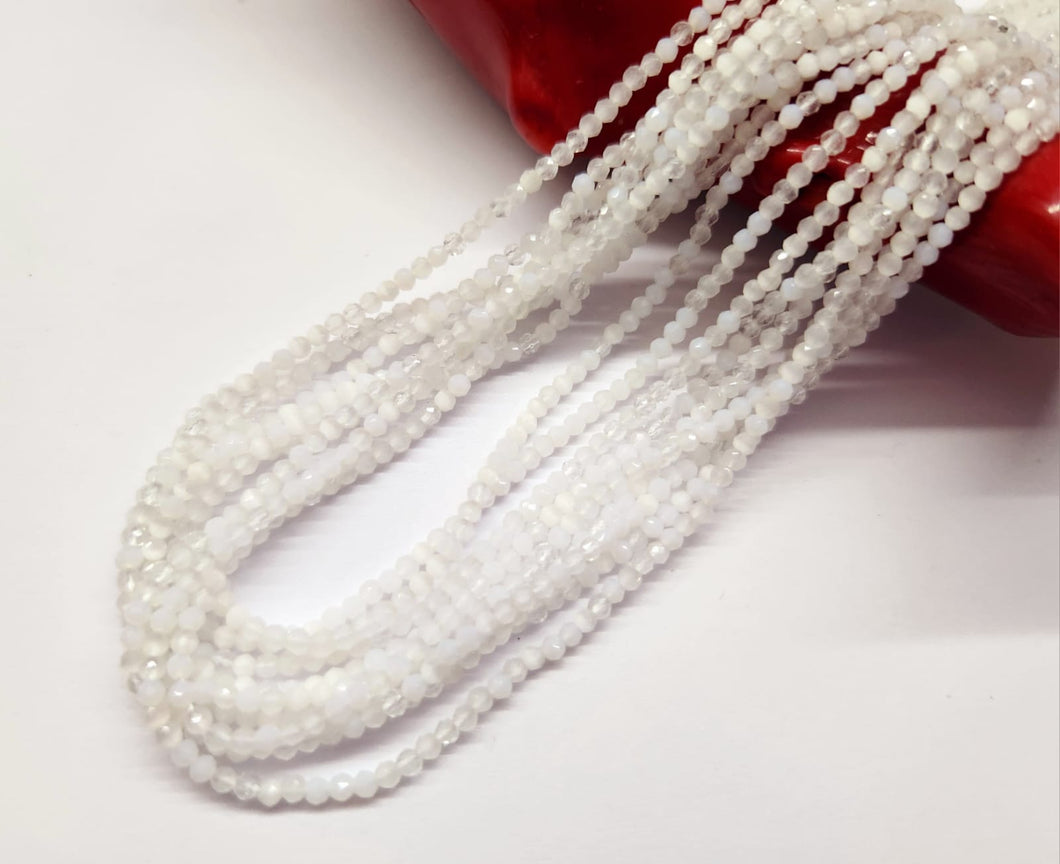 MOSTACILLA DE CRISTAL Y PIEDRA | FACETADO | 2.2MM | MIX BLANCO | co.4