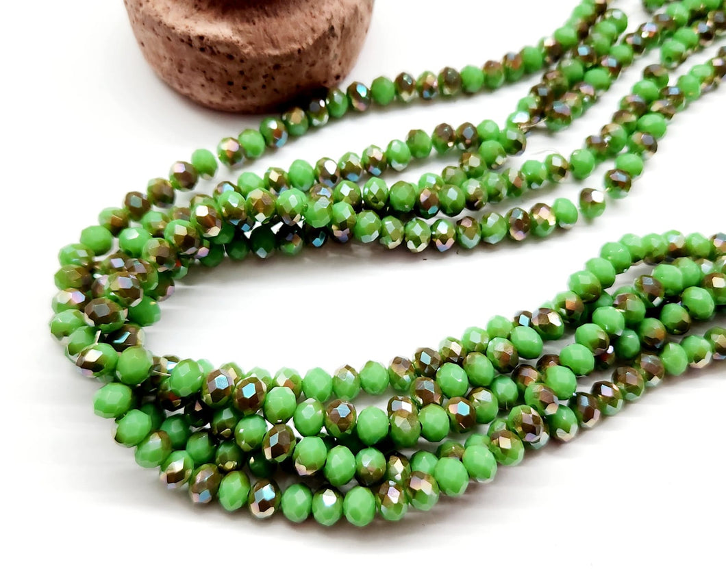 Cristal chato | 6 mm | Bicolor Verde Manzana - Dorado 166