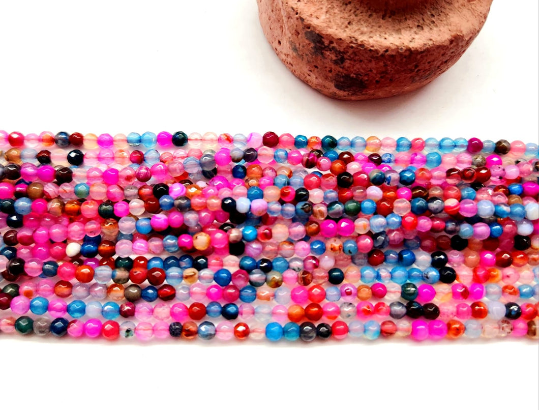 Agata Facetada | 3mm | Mix fucsia - calipso - naranja | co.64