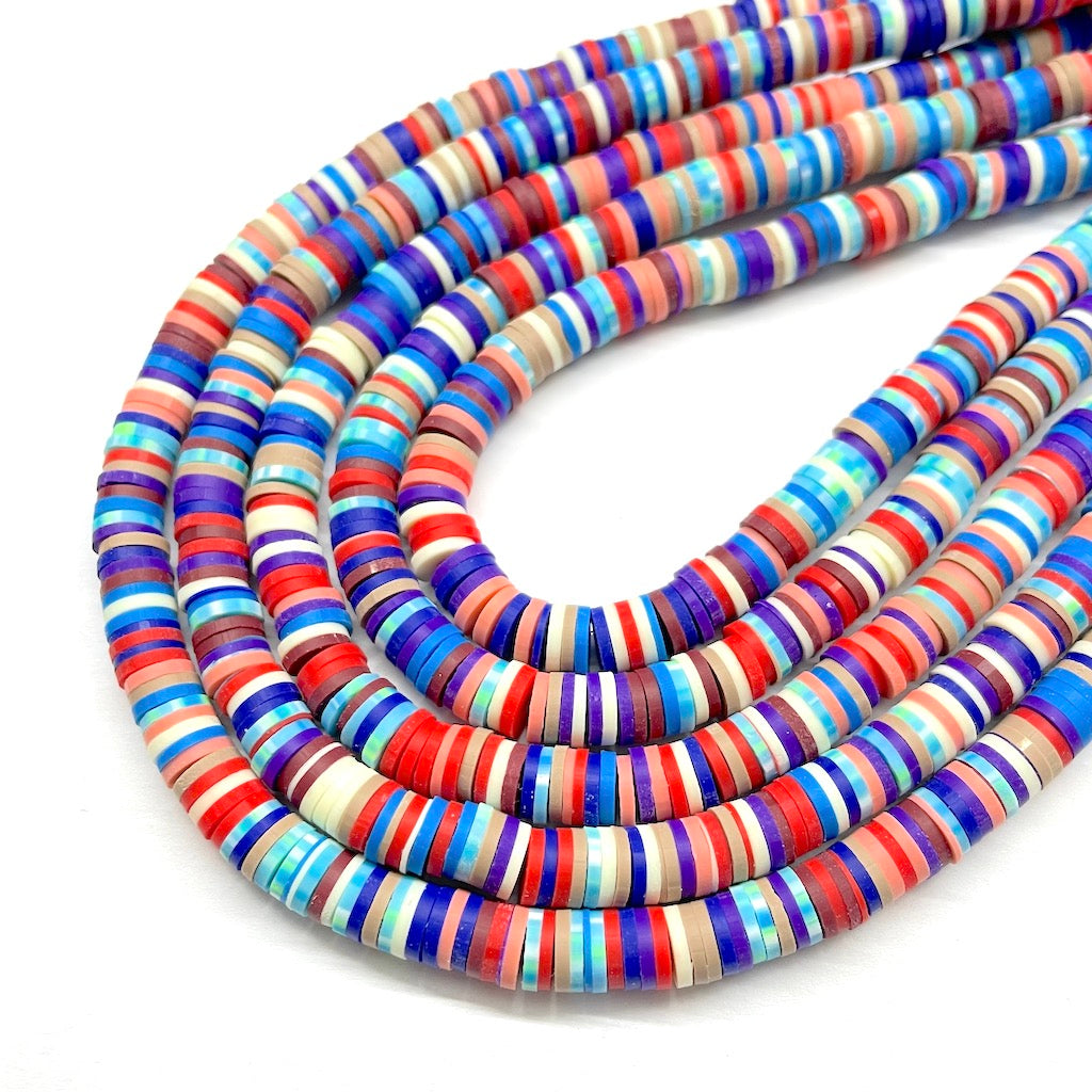 Fimo | Círculos Planos | Salmón, Morado, Azul y Café y celeste matizado