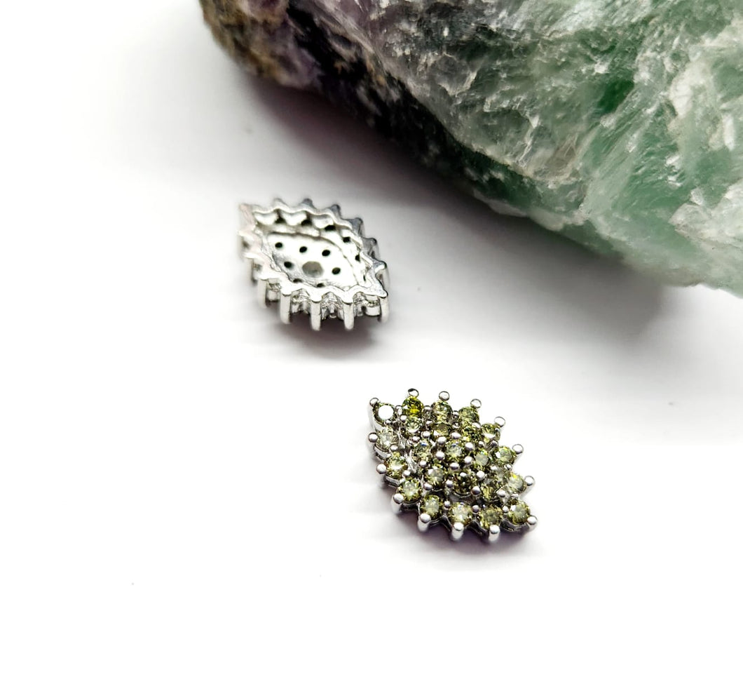 Base de Acero con Zircon | Rombo | 17x10mm | Verde Oliva