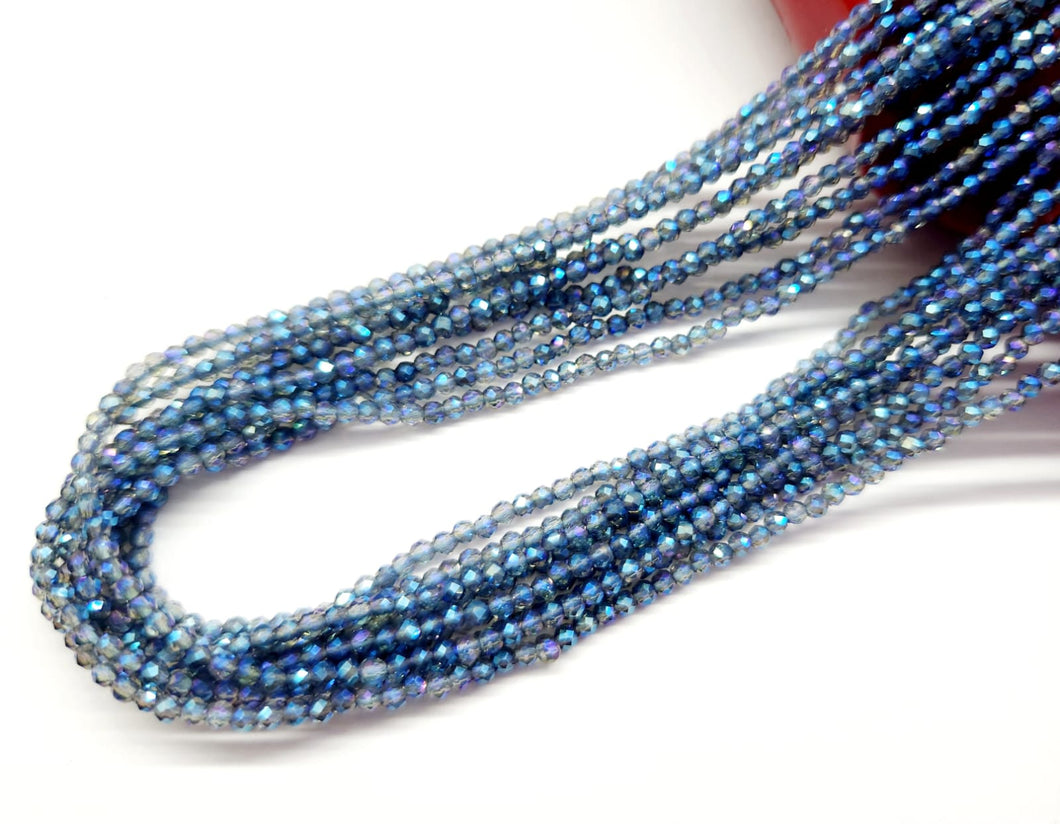 MOSTACILLA DE CRISTAL Y PIEDRA | FACETADO | 2.2MM | AZUL TRASLUCIDO TORNASOL  | co.32