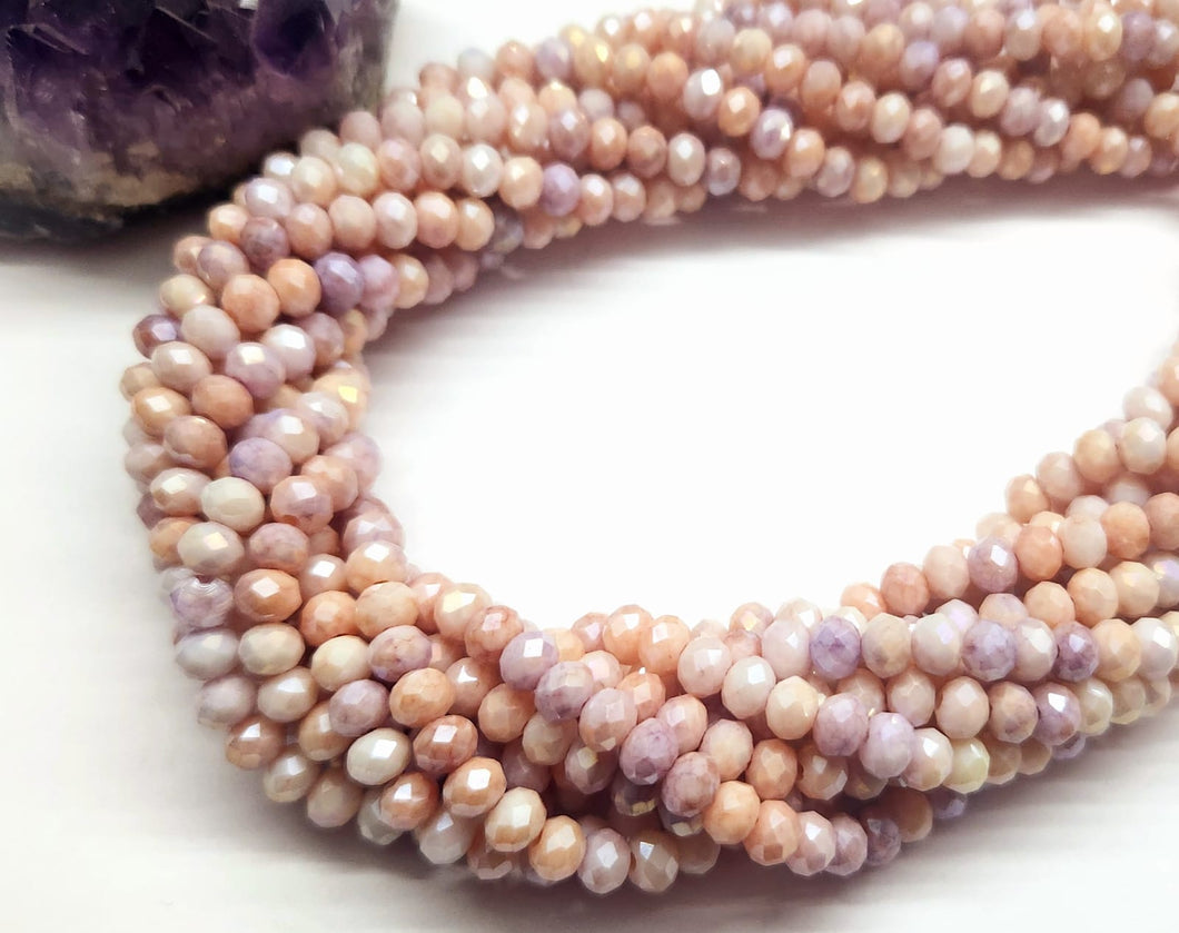 Cristal chato | 6 mm | Acuarela Beige - Damasco - Lila - Blanco 177