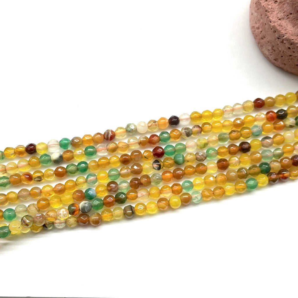 AGATA FACETADA | 4MM | AMARILLO CAFE VERDE MATIZADO