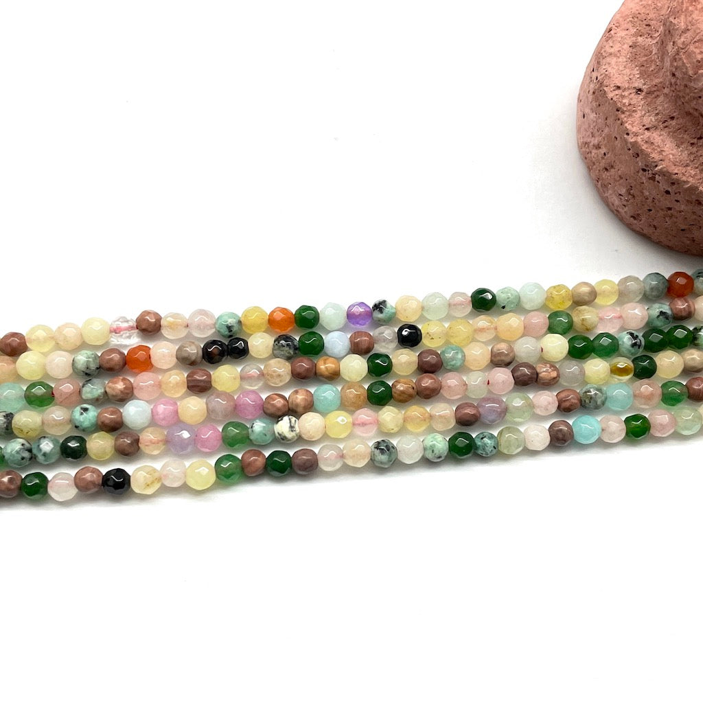 AGATA FACETADA | 4MM | MIX CREMA VERDE CAFE