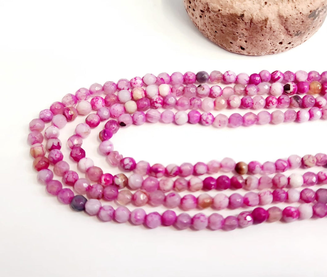 AGATA FACETADA | 4MM | FUCSIA MATIZADO CON TRASLUCIDOS