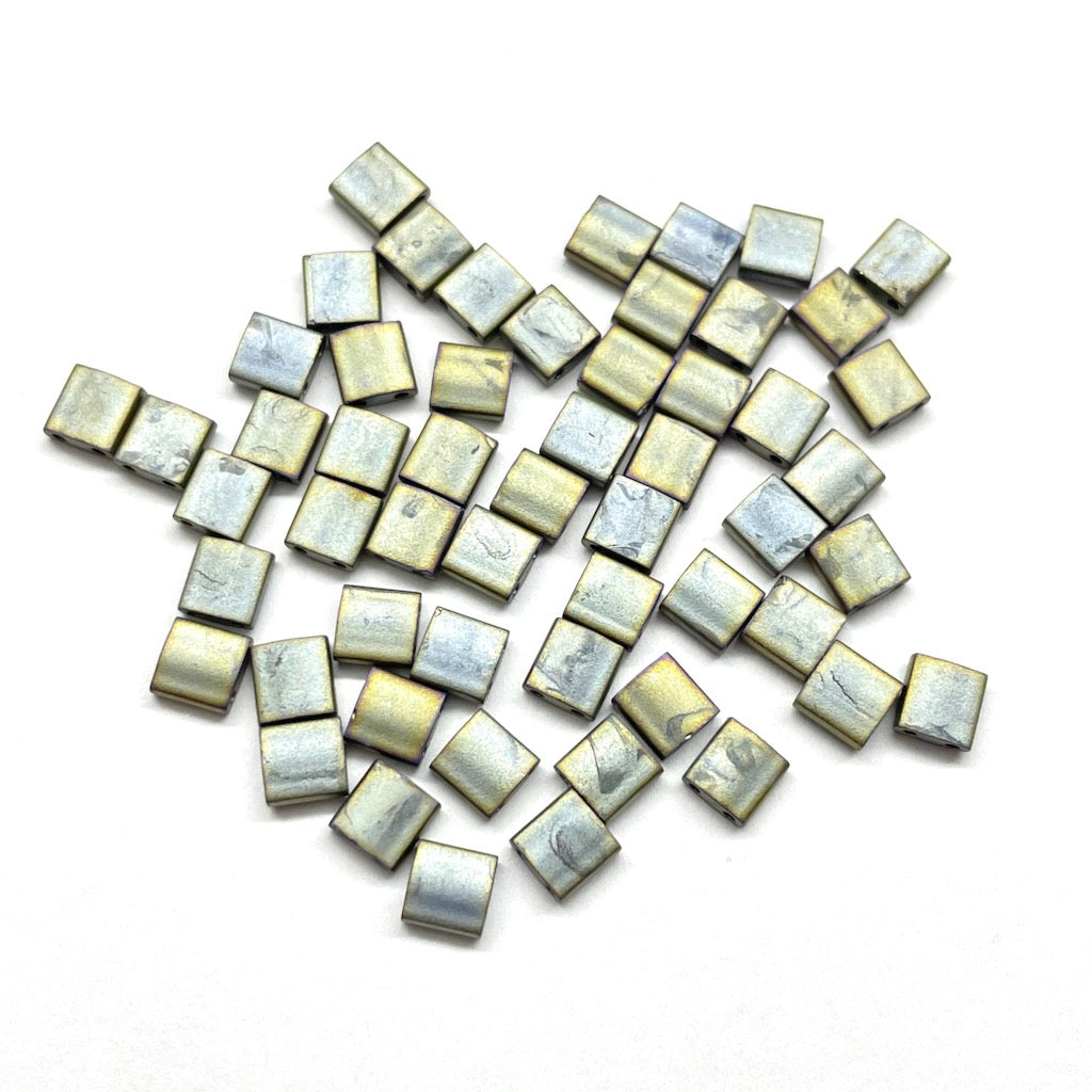 TILA MIYUKI | 5 GRAMOS | 5X5MM |  GRIS CON VERDE | C1-9