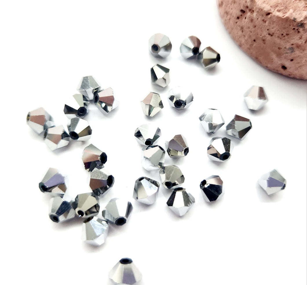 CRISTAL TUPI | 6MM | 50 UNIDADES | PLATEADO