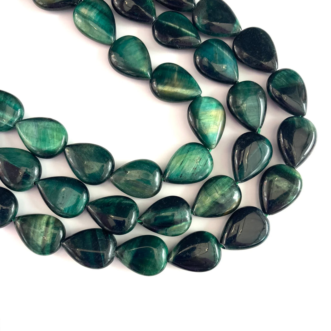 OJO DE TIGRE VERDE | GOTA PLANA | 18X13MM