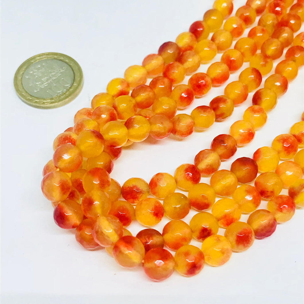 AGATA FACETADA | 8MM | BICOLOR NARANJA ROJO