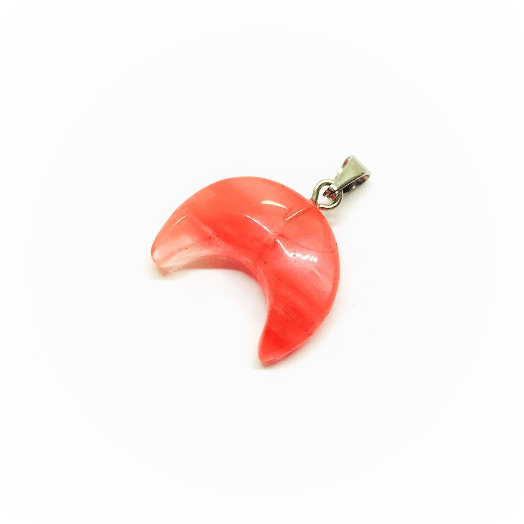 COLGANTE DE PIEDRA | MEDIA LUNA | 19X15MM | CUARZO CHERRY