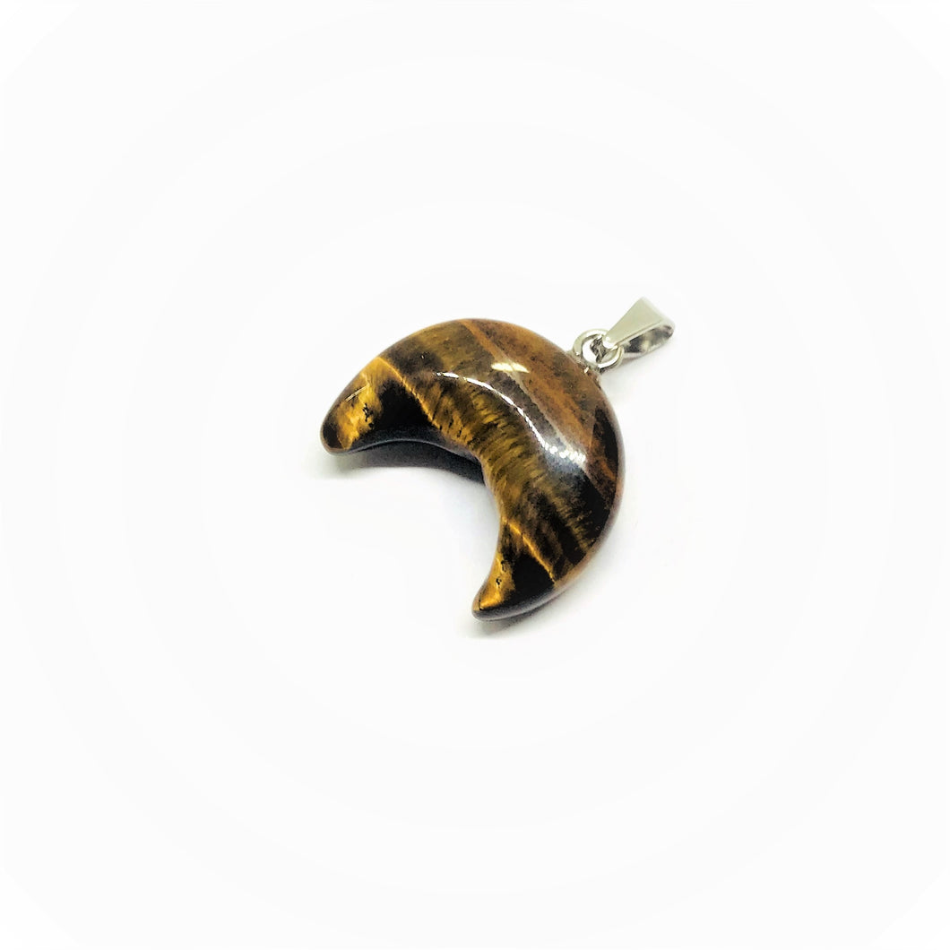 COLGANTE DE PIEDRA | MEDIA LUNA | 19X15MM | OJO DE TIGRE