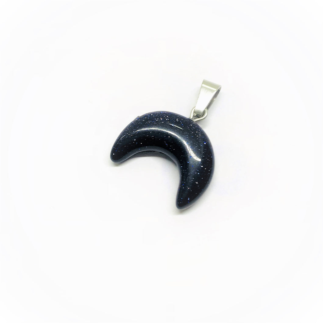 COLGANTE DE PIEDRA | MEDIA LUNA | 19X15MM | LLUVIA DE ESTRELLA