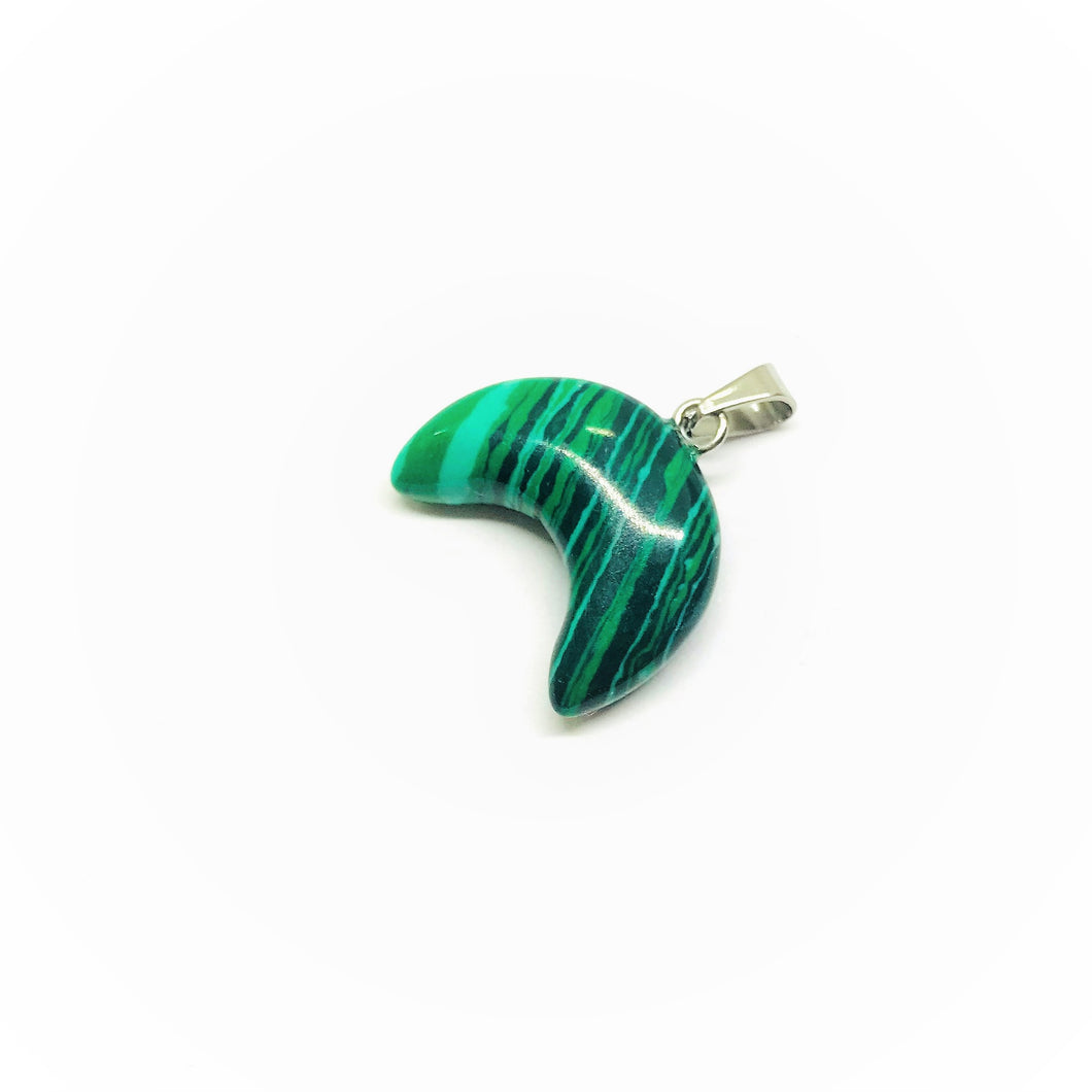 COLGANTE DE PIEDRA | MEDIA LUNA | 19X15MM | MALAQUITA
