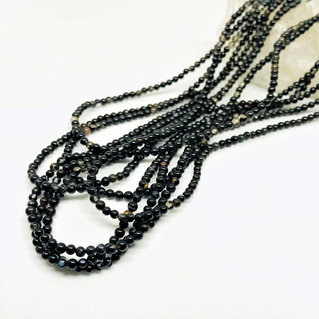 PIEDRA MINI LISA | AGATA NEGRO MATIZADO | 2.2MM