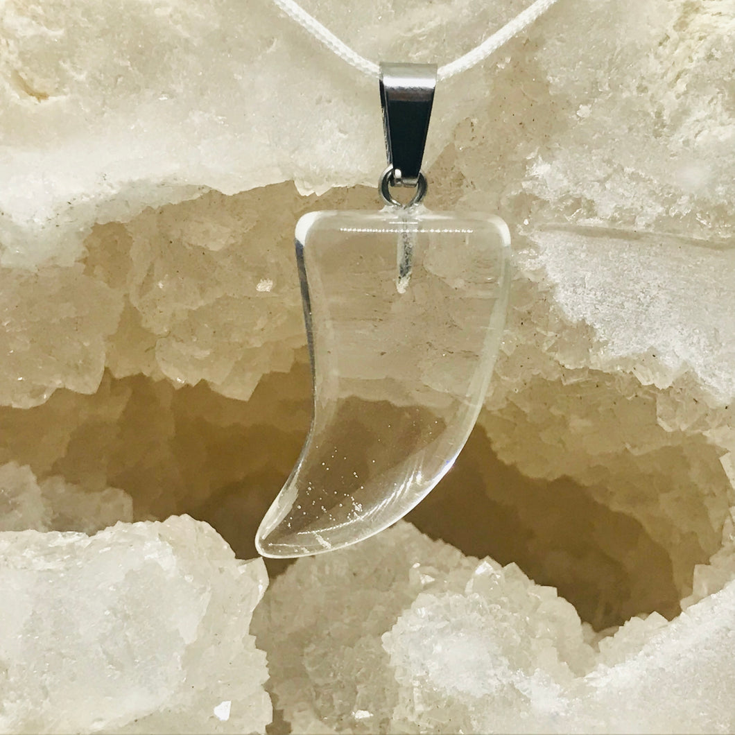 COLGANTE DE PIEDRA | COLMILLO | 25MM | CUARZO CRISTAL
