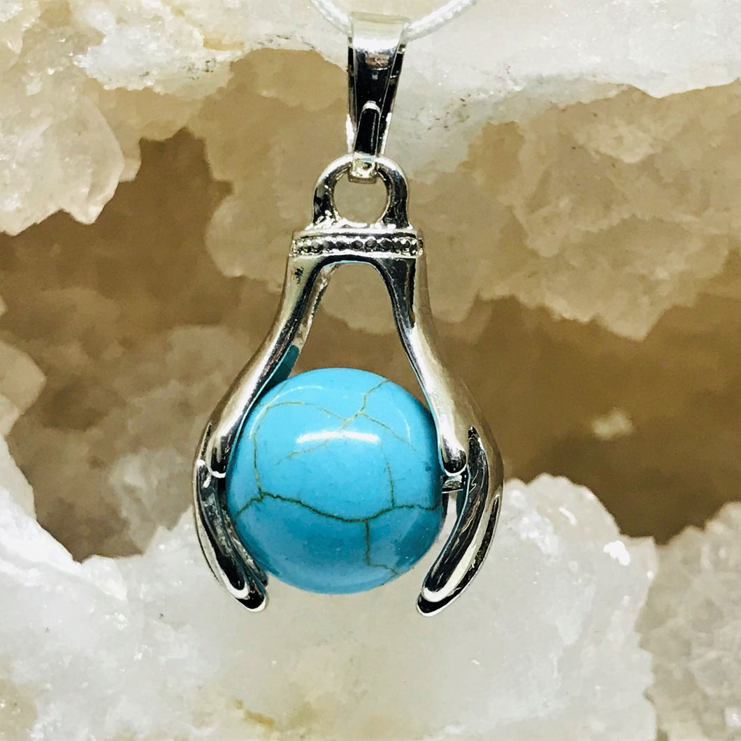 COLGANTE DE PIEDRA CON MANOS | TURQUESA