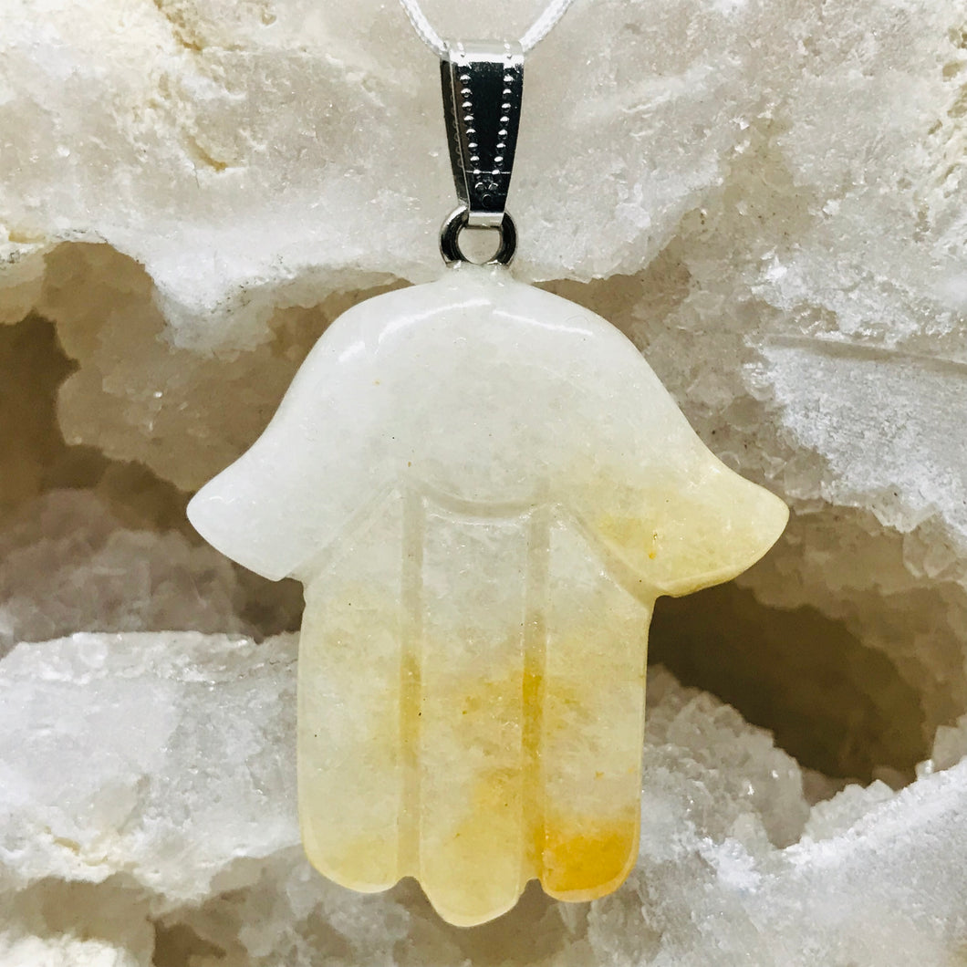 COLGANTE DE PIEDRA | MANO GRANDE | 40MM | JADE AMARILLO