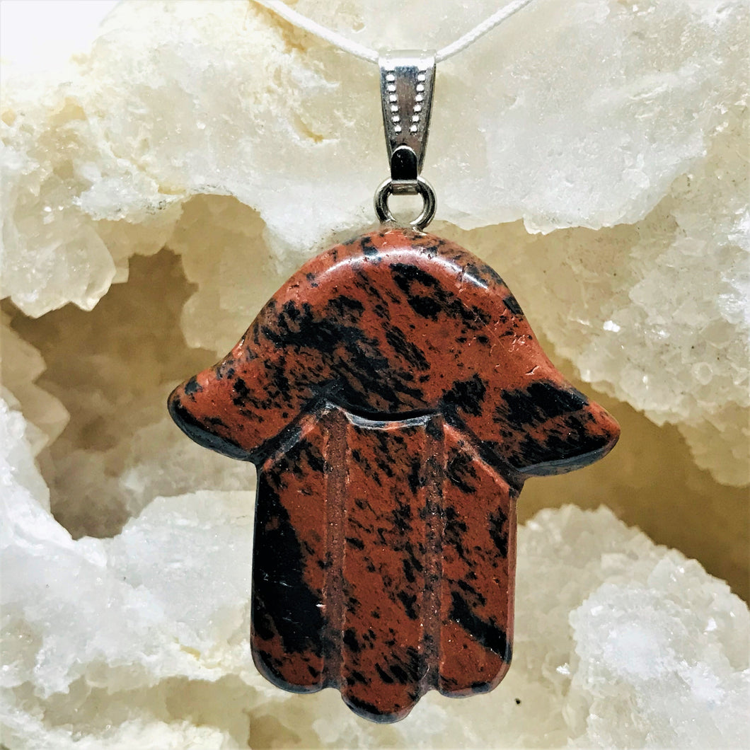 COLGANTE DE PIEDRA | MANO GRANDE | 40MM | OBSIDIANA CAOBA