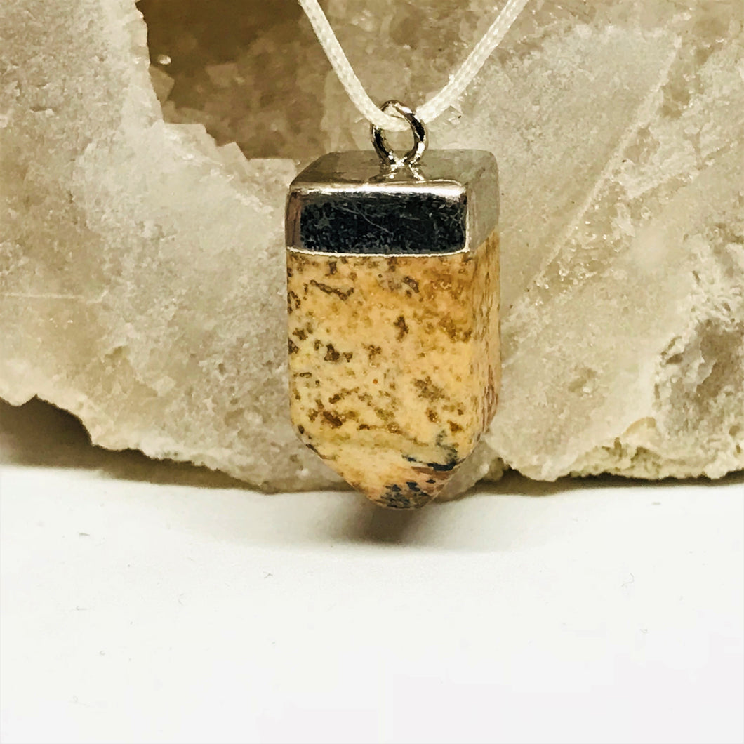 COLGANTE DE PIEDRA | PUNTA GRUESA | 20X10MM | JASPE PAISINA