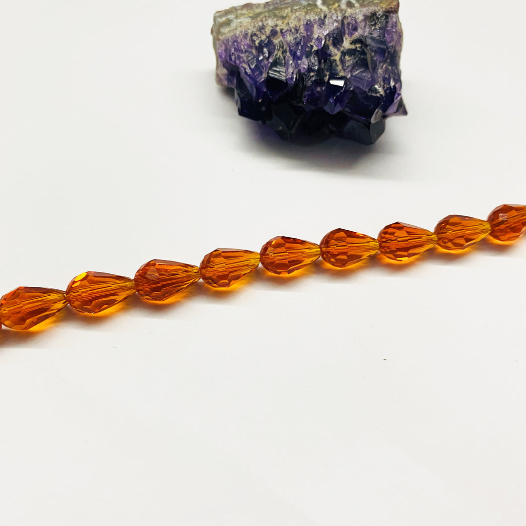 Gota de cristal | 11.5x8mm | naranja oscuro