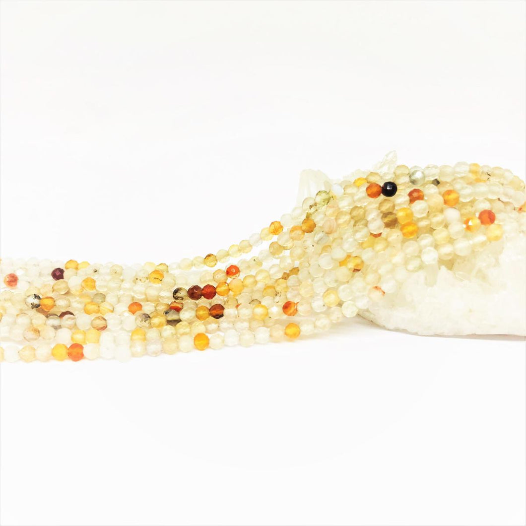 PIEDRAS NATURALES | MINI FACETADA | MIX AGATA TONOS CLARO Y CORNALINA | 3.2MM | co.151