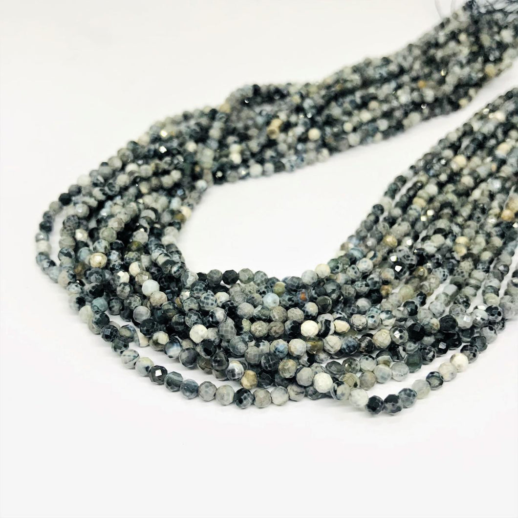 PIEDRAS NATURALES | MINI FACETADA | AGATA NEGRO JASPEADO | 3MM | co.131