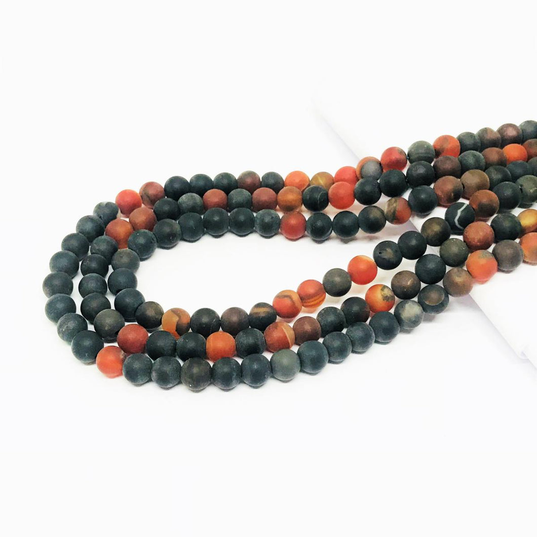 AGATA MATTE | 6MM | NARANJA Y NEGRO MATIZADO