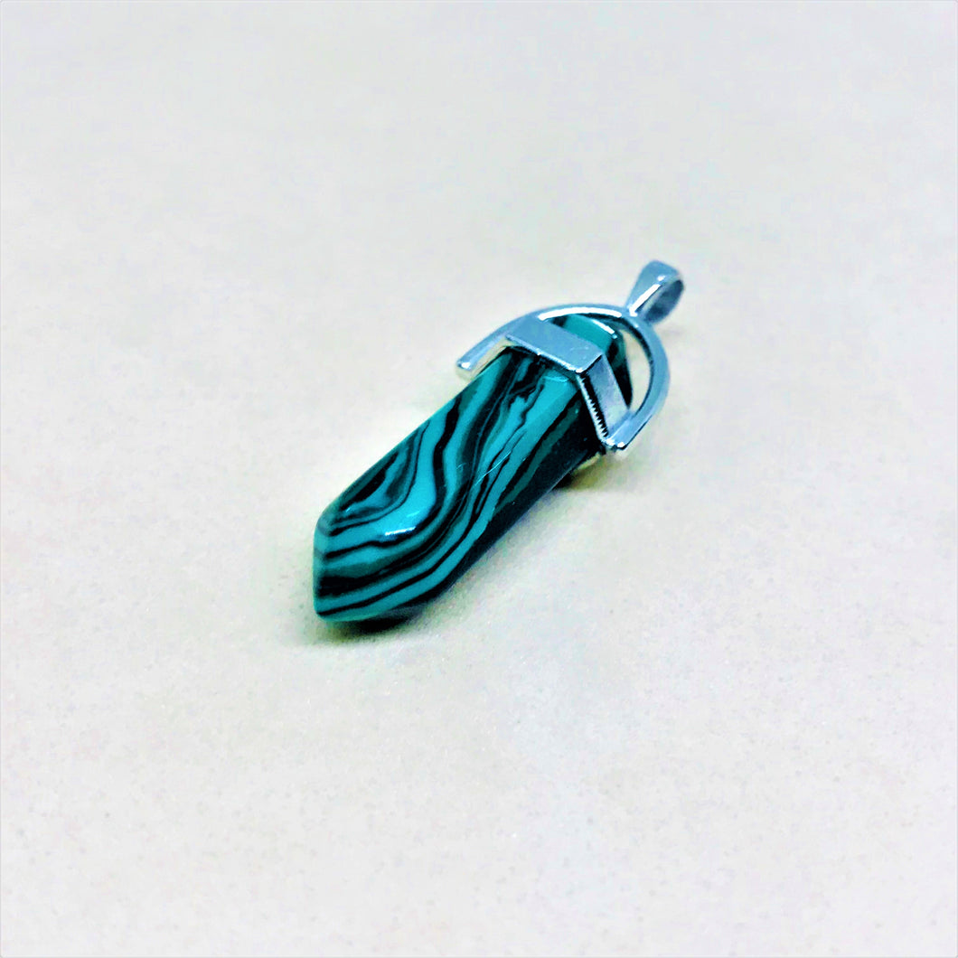 PUNTA METAL PLATEADO | 30MM | MALAQUITA