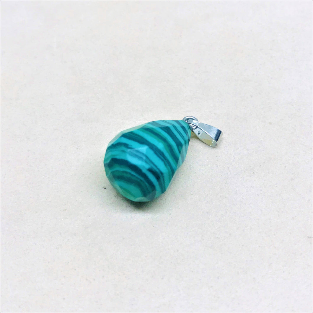 COLGANTE DE PIEDRA | GOTA FACETADA | TIPO PERA | 20MM | MALAQUITA