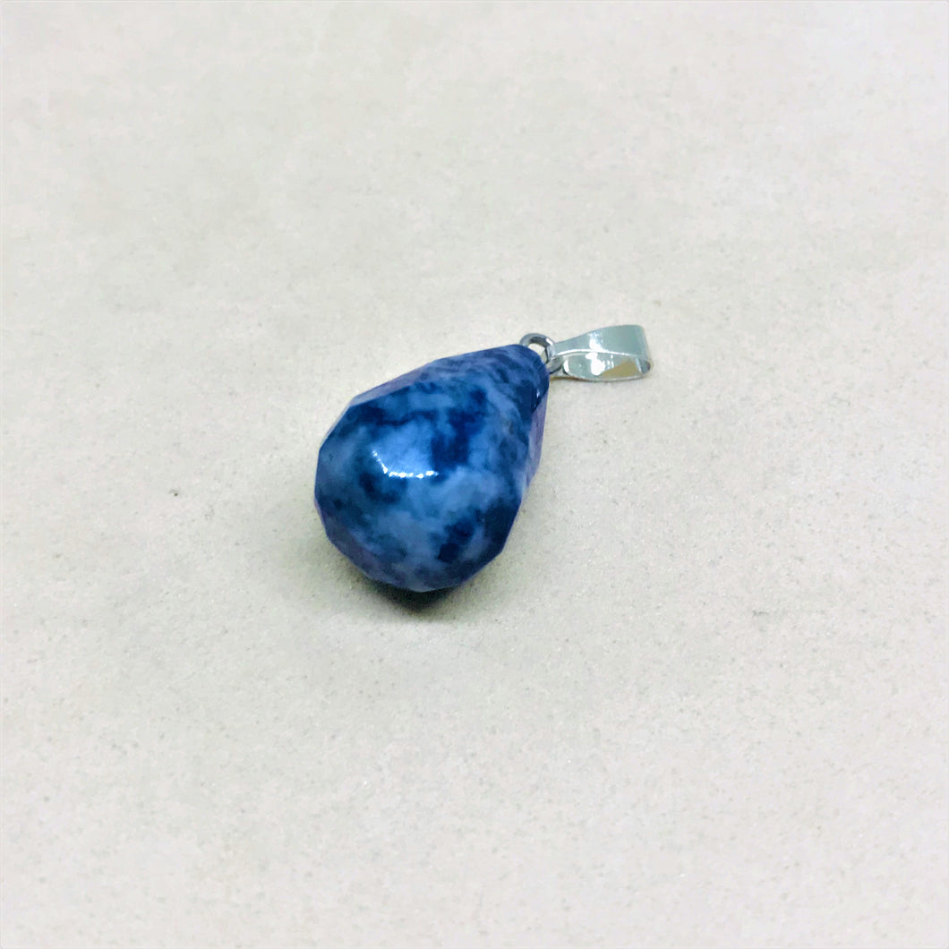 COLGANTE DE PIEDRA | GOTA FACETADA | TIPO PERA | 20MM | SODALITA