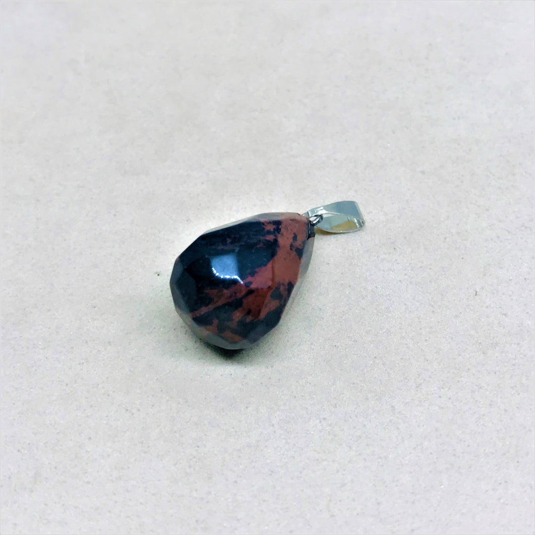 COLGANTE DE PIEDRA | GOTA FACETADA | TIPO PERA | 20MM | OBSIDIANA CAOBA