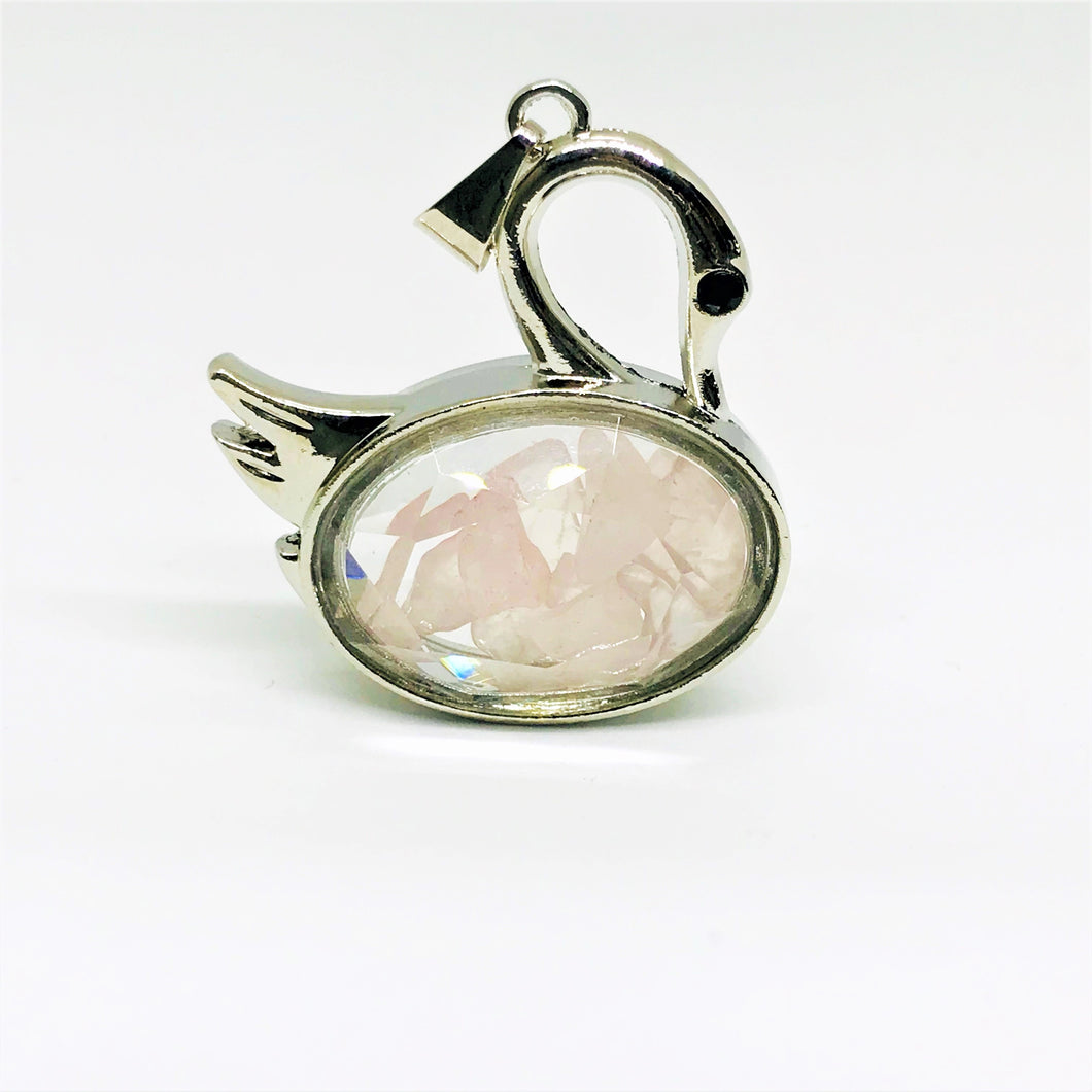 COLGANTE DE PIEDRA | CISNE | 35MM | CUARZO ROSADO