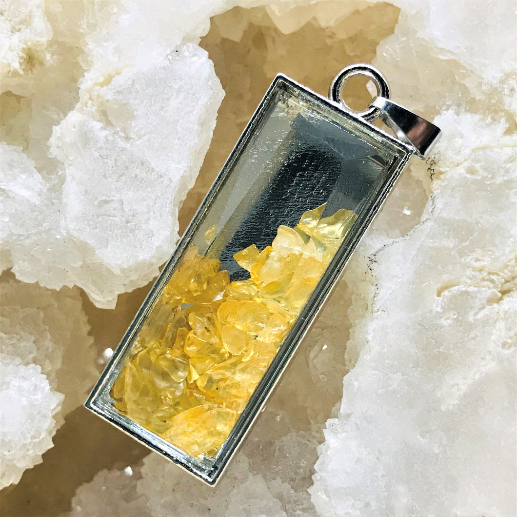 COLGANTE DE PIEDRA | RECTANGULAR | 50X15MM | CITRINO