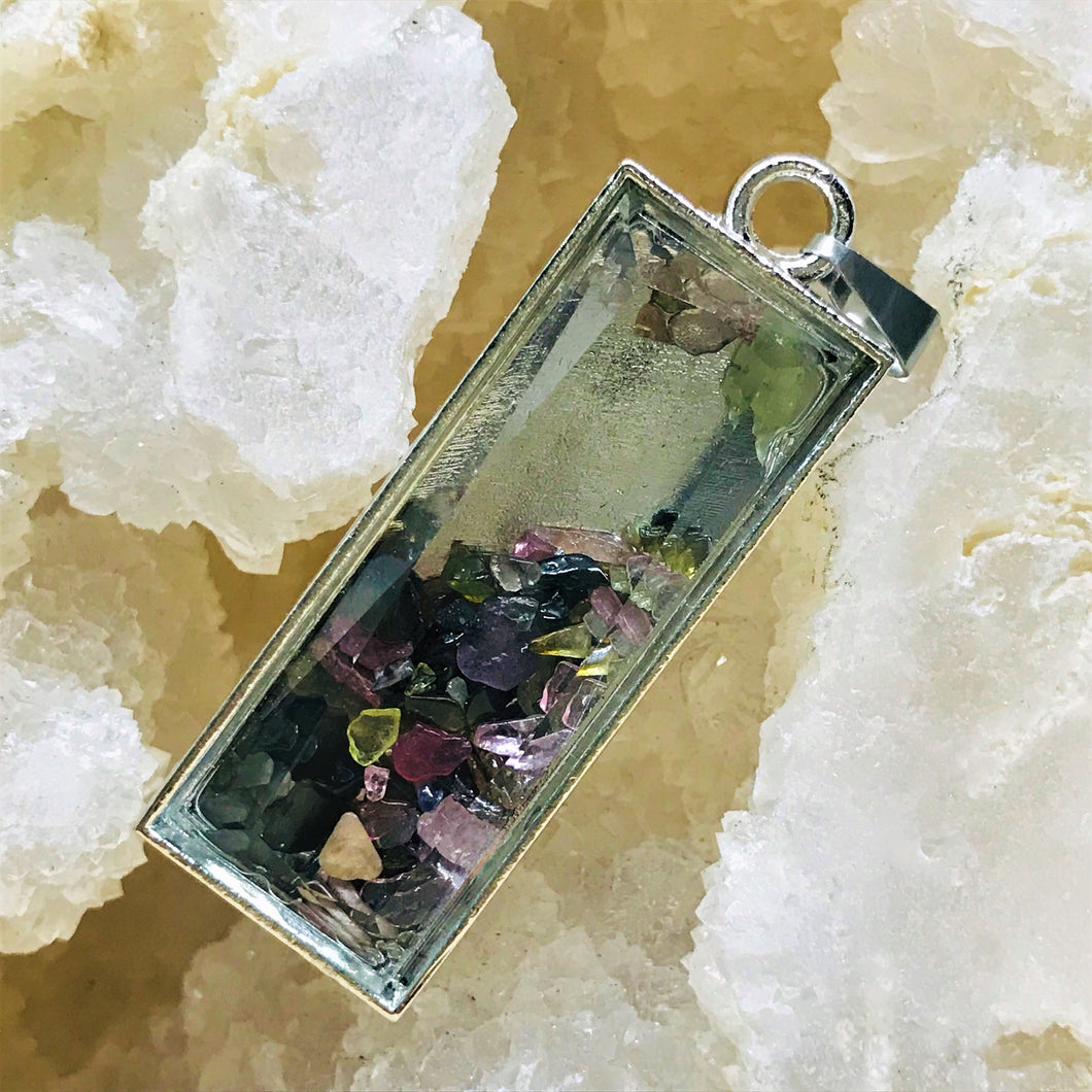 COLGANTE DE PIEDRA | RECTANGULAR | 50X15MM | TURMALINA SANDIA
