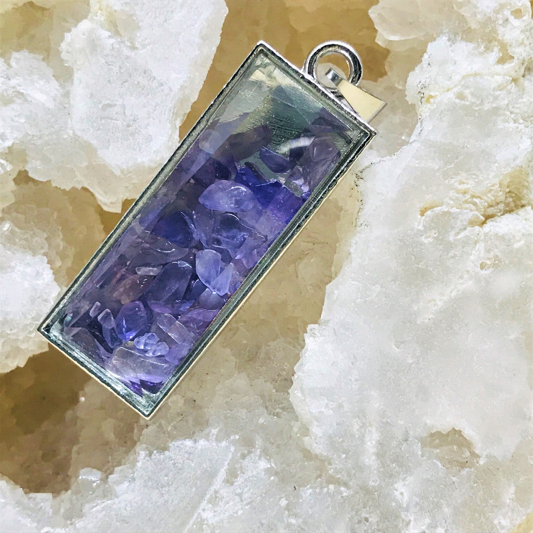 COLGANTE DE PIEDRA | RECTANGULAR | 50X15MM | AMATISTA