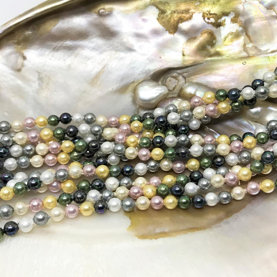 PERLA SHELL | 4MM | MIX BLANCO VERDE GRIS ROSADO MANTEQUILLA AZUL AMARILLO