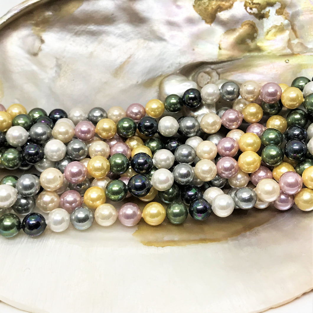 PERLA SHELL | 6MM | MIX BLANCO VERDE AZUL AMARILLO BEIGE